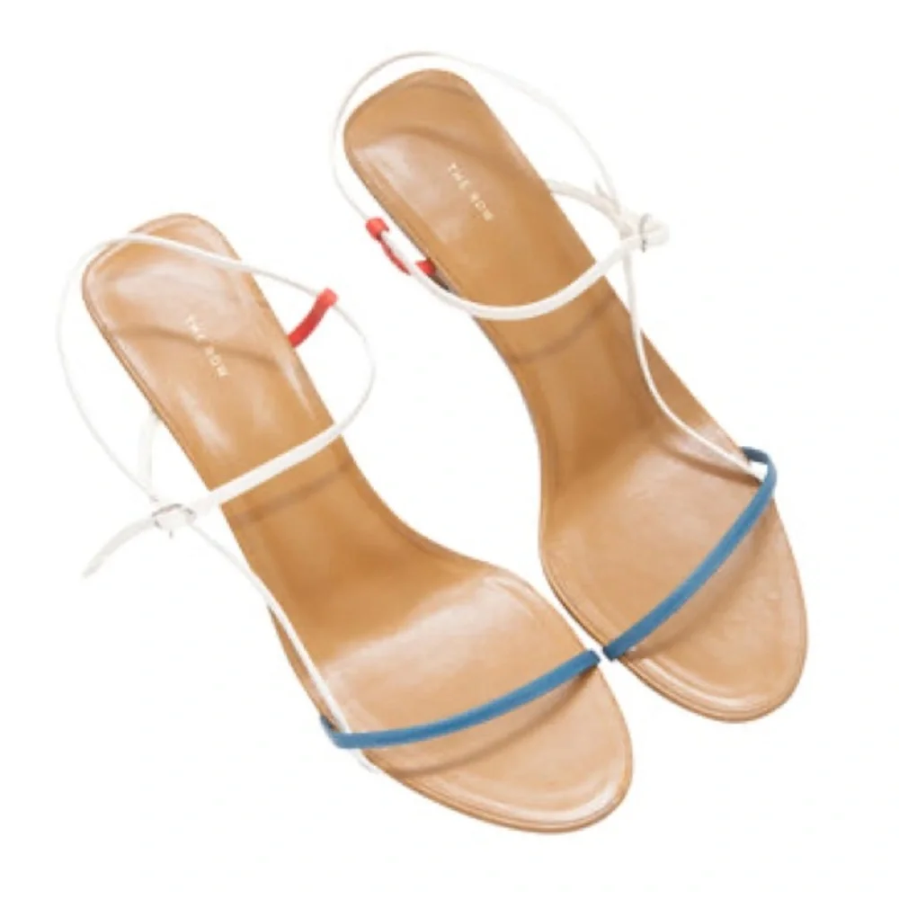 The Row Tan & Multi color Bare Heeled Sandals SZ 38 - Picture 1 of 5